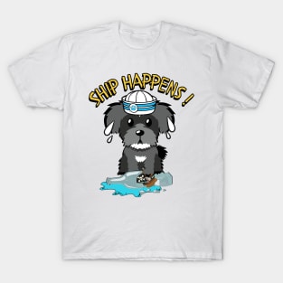 Funny Schnauzer Ship Happens Pun T-Shirt